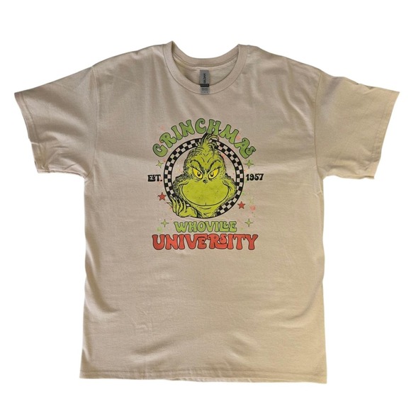 Grinchmas‎ Whoville University Christmas Graphic T-Shirt unisex Large Gildan - Picture 4 of 9